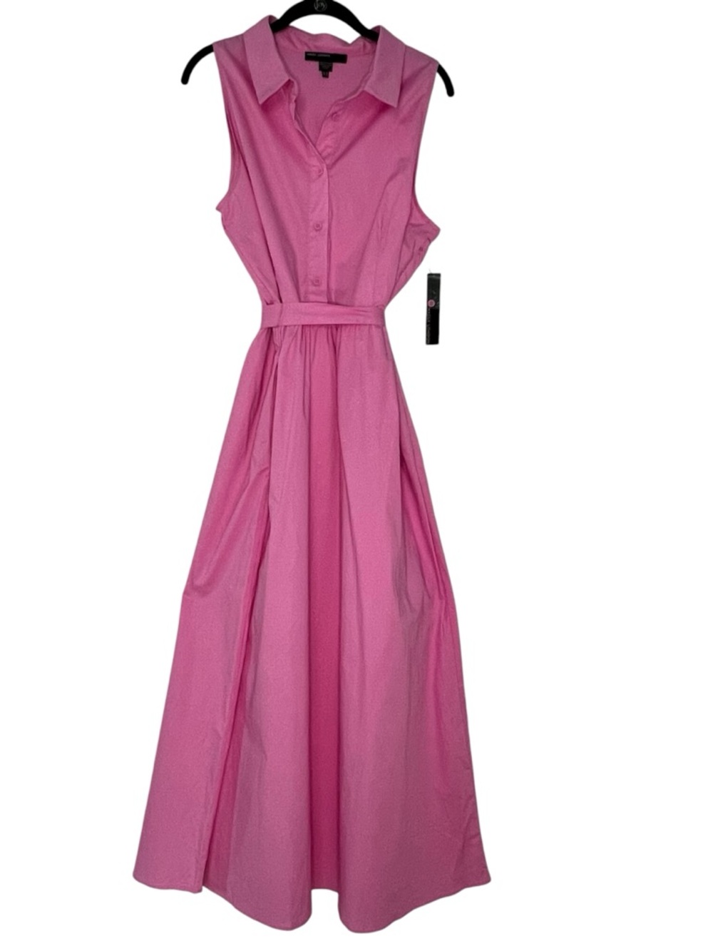 Maggy London Vibrant Pink Sleeveless Maxi Shirt Dress with Belt
